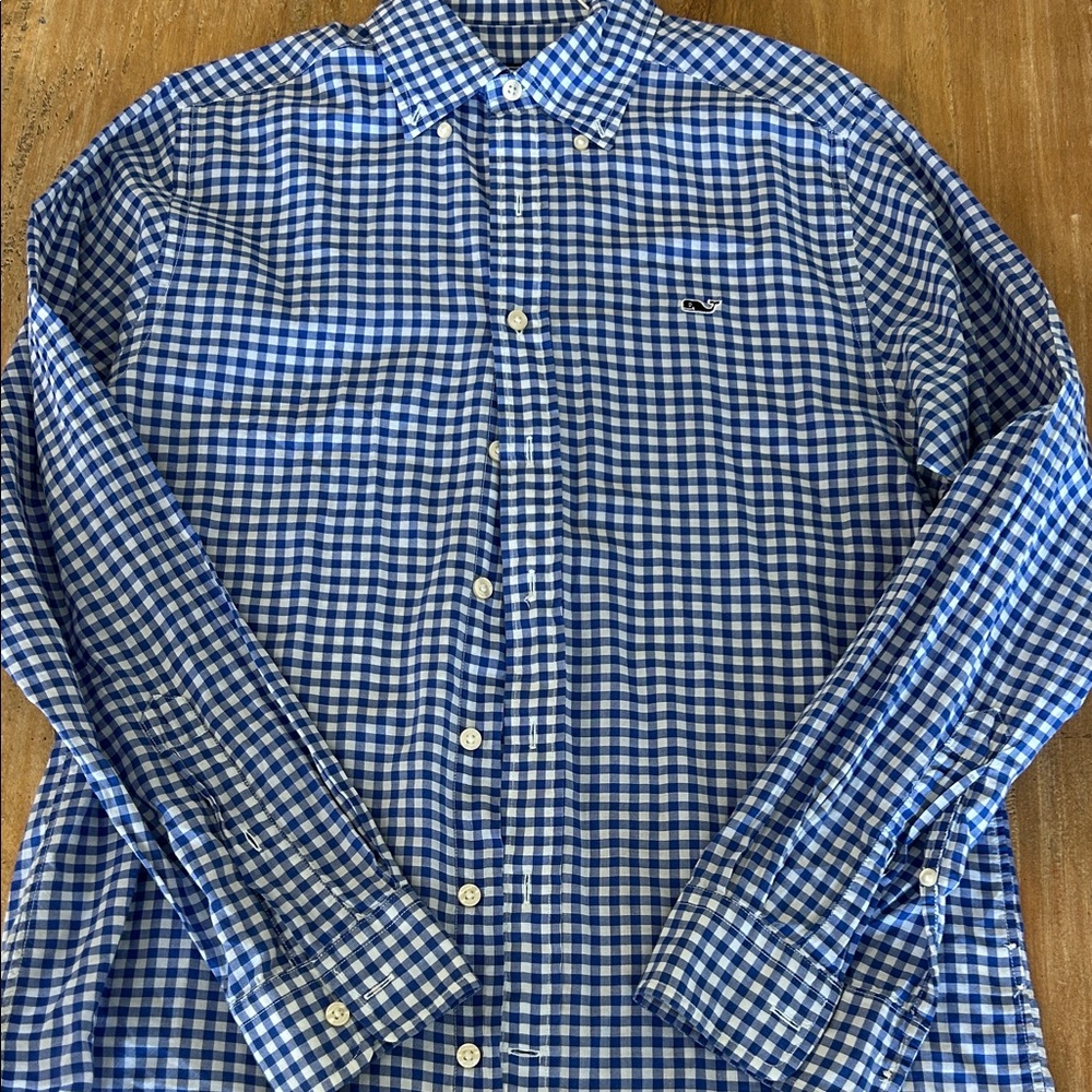Vineyard Vines Mens Slim Fit Whale Shirt Blue Gingham‎ Button Down Size Small